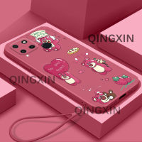 เคสนิ่มดีไซน์ TPU อ่อนลายการ์ตูนลายการ์ตูนอะนิเมะน่ารักสำหรับ Realme C15เคสโทรศัพท์ขอบสี่เหลี่ยมฟรีสายคล้อง