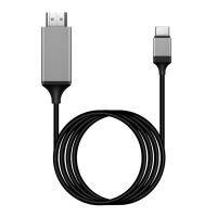 Kabel adaptor tipe-c ke HDMI 30Hz kabel definisi tinggi untuk Laptop Tablet kabel layar sama proyeksi hitam