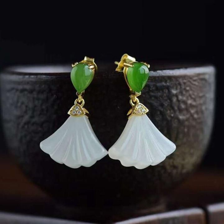 qeenkiss-eg5245-fine-jewelry-wholesale-fashion-woman-bride-mother-birthday-wedding-gift-vintage-fan-jade-24kt-gold-stud-earringsth