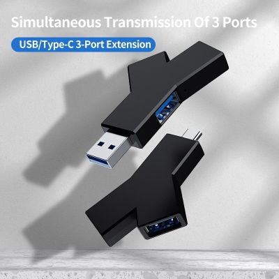 Y-Shaped 3-IN-1 USB 3.0 Hub Type-c Hub Portable Multi USB Splitter Hub Use Power Adapter 3 Ports Multiple Expander For PC Laptop USB Hubs