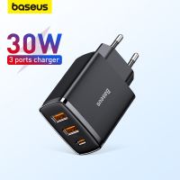 T017 Baseus QC3.0เครื่องชาร์จ USB 30W PD3.0ชนิด C 3พอร์ตชาร์จเร็วสำหรับ IPhone14 13