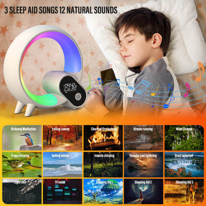 smart-wake-up-night-light-พร้อม-app-รีโมทคอนล-sunrise-นาฬิกาปลุกลำโพงเสียงสีขาว-sleep-ambient-โคมไฟตั้งโต๊ะ-rgb-โคมไฟตั้งโต๊ะ