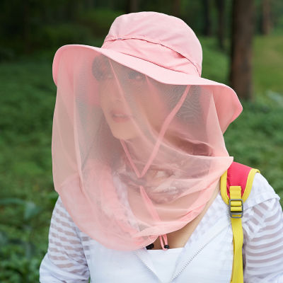 Anti-mosquito Veil Topee Face Covering Cap Womens Sun-resistant Hat Outdoor Sun-resistant outside Gauze Beekeeping Cap Outing Versatile