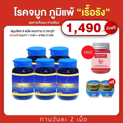 ภูมิแพ้ ไซนัส โพรงจมูกอักเสบ *เซตสุดคุ้ม 5กระปุก แถม 3 ส่งฟรีเคอรี่* หายใจลำบาก น้ำมูกลงคอ เสริมภูมิคุ้มกัน ริดซี่ DRD Herb สมุนไพร บำรุงปอด