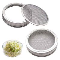 Set of 4 Stainless Steel Sprouting Jar Lid Kit for Superb Ventilation Fit for Wide Mouth Mason Jars Canning Jars