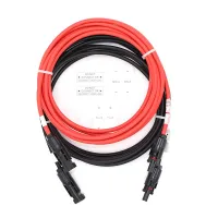 4.0mm สายต่อสายไฟไฟฟ้าสีดำ/แดง1ชิ้น/ล็อต2/12awg พร้อมขั้วต่อไฟฟ้ากระแสตรงโซล่าระบบแผงเซลล์แสงอาทิตย์ใช้