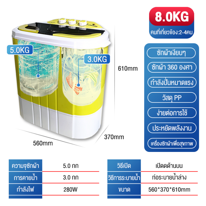 เครื่องซักผ้ามินิฝาบน-2-ถัง-เครื่องซักผ้า-ขนาดความจุ-10-kg-ฟังก์ชั่น-2-in-1-ซักและปั่นแห้งในตัวเดียวกัน-ประหยัดน้ำและพลังงาน-duckling-mini-washi-หมายเหตุ-ผลการระบายน้ำเป็นเลิศ