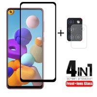 (Bishop Belle)4-In-1สำหรับ Samsung Galaxy A21S สำหรับ Samsung A21S กระจกนิรภัยสำหรับ Samsung M21 M31 A51 A71 A50 A11 A31 A41 A21S เลนส์