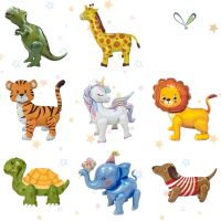 New 3D Assembly Three-dimensional Aluminum Balloon Inflatable Cartoon Jungle Animal Lion Tiger Turtle Birthday Party Decoration Pipe Fittings Accessor