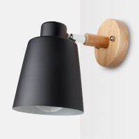 Black No Bulb Wooden Wall Lights Bedside Wall Lamp Wall Sconce Modern Wall Light For Bedroom Nordic Macaroon 6 Color Steering Head E27 85-285V