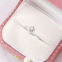 S925 Sterling Silver Diamond Small Star Ring Personality Simple Open Tail Ring Female Wedding Party Anniversary Jewelry Gift