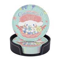 ที่รองแก้วหนังทรงกลม Sanrio Cinnamoroll (6ชิ้น) กันเปื้อนและกันลวกเหมาะสำหรับร้านอาหารห้องครัวสำนักงานฯลฯ