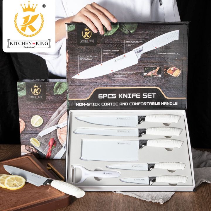 Kitchen King 6pcs Cooking Knives Stainless Steel Ceramic Coated