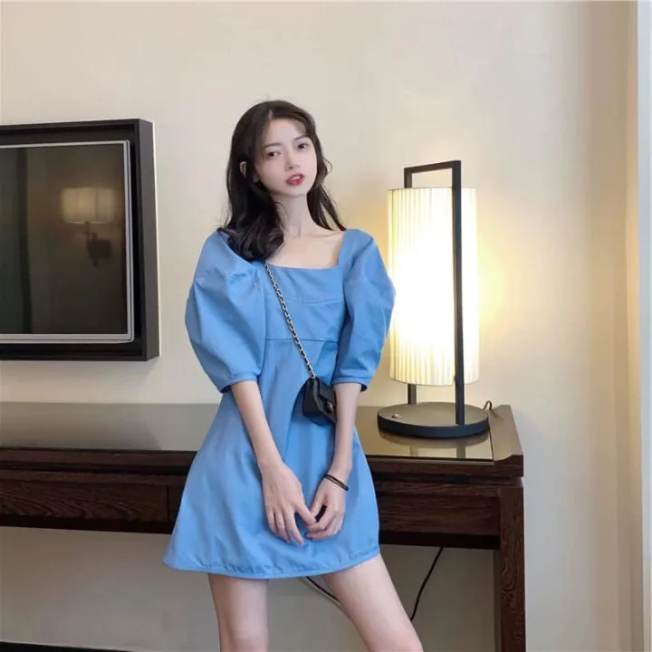 square neck dress korean