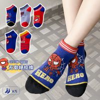 5 Pairs Spiderman Children Socks Anime Kids Boys Short Sock Iron Man Captain America Cartoon Baby Summer Spring Boat Socks 1-12Y Socks