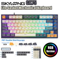 Skyloong สวิตช์ออปติคอลสีเหลืองแบบคีย์บอร์ดแบบกลไก RGB แบบ GK75แบบกุญแจหมวกมีสาย75% Lite GABLE Win/mac Gaming