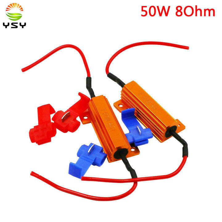 YSY 2pcs 50W 8Ohm Resistors Car LED DRL Fog Turn Singal Load Resistor