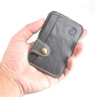 Simple Fashion Solid Mini Natural Cowhide Leather Bank Credit Card Slim Purse ID Cash Holder for Man Portable Coin Pocket Brown Card Holders