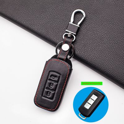 ✐ 2020 Hot sale 100 leather key case latest leather key cover for Mitsubishi ASX Pajero 3 button smart key cover