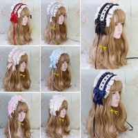 【hot】☂  Ruffled Headband Star Embroidery Bow Hairband with Hairpins Anime Maid Headdress