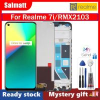 Salmatt จอ LCD ขนาด6.5นิ้วของแท้สำหรับ Realme 7i RMX2103เปลี่ยนจอแอลซีดีชิ้นส่วนหน้าจอจอแสดงผลหน้าจอสัมผัสสำหรับ7i Realme