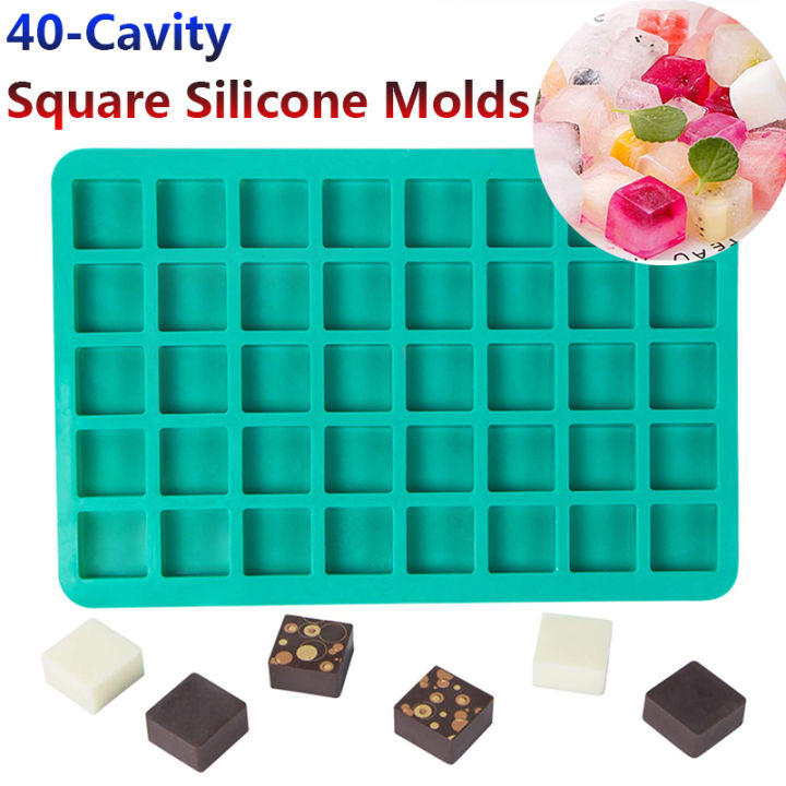 Mity rain 40-Cavity Square Caramel Candy Silicone Molds,Chocolate Truffles  Mold,Whiskey Ice Cube Tray,Grid Fondant Mould,Hard Candy Mold Pralines