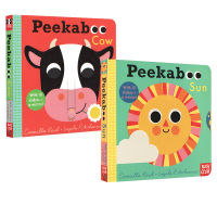 Hide and seek series Peekaboo cow / Sun English original organ paperboard operation book 2 volumes sold together with mirror playing and learning parent-child interactive childrens Enlightenment picture book