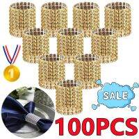 100/50/30/10pcs Rhinestone Napkin Rings Decoration Wedding Dinner Gold Sliver Holder Supplies