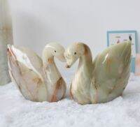 หงส์ตกแต่งบ้าน หินโอนิกซ์ โอนิกซ์ แต่งบ้าน หยกปากีสถานแท้ Swan Pakistan Onyx Stone