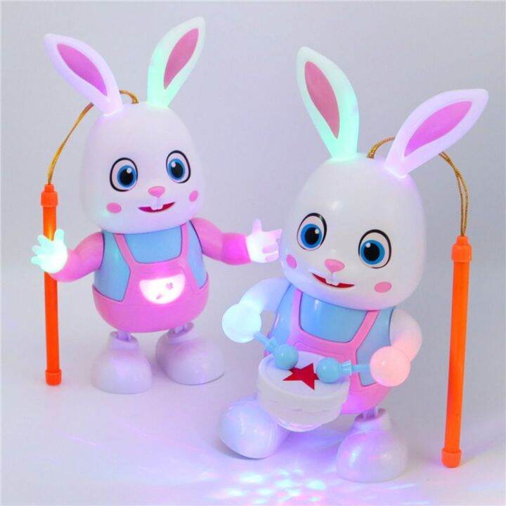 CASREVO LED Robot Rabbit Drumming Toy Electronic Bunny Electronic Bunny
