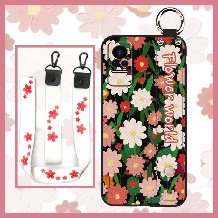 wrist-strap-cute-phone-case-for-xiaomi-civi-5g-civi-1s-original-sunflower-durable-painting-flowers-armor-case-silicone