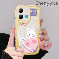 เคส Chenyyka สำหรับ Infinix Smart 6 HD Smart 6 Plus Smart 6 Plus Smart 7เคสการ์ตูนขอให้โชคดีรูปกระต่ายดีไซน์ใหม่เนื้อครีมคลื่นขอบเคสมือถือโปร่งใสลายกล้องถ่ายรูปเรียบง่ายอ่อนโยนฝาครอบป้องกัน