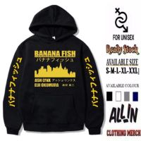 สินค้าใหม่ เสื้อกันหนาวแขนยาว มีฮู้ด ทรงหลวม ลาย Jumper Banana Fish Ash Lynx Eiji Okumura สีเหลือง สําหรับผู้ชาย 928