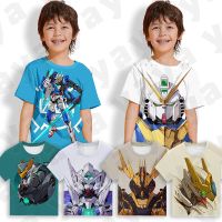 * YAYA * GUNDAM 3D Printing Boy T-shirt การ์ตูนเกมปาร์ตี้เด็กเสื้อยืดแขนสั้น