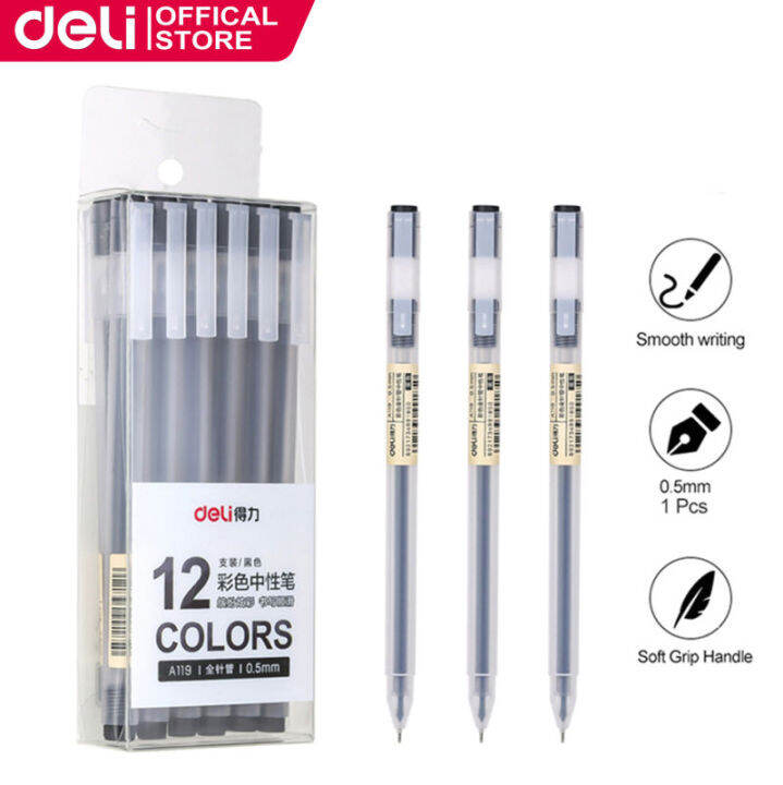 Deli Gel Pen 0.5mm Bullet Black Ink For School Supplies Sign Pen