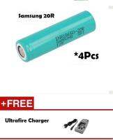 4pcs Samsung 20R 18650 2000mAh 3.6V Battery ถ่านชาร์จ 18650 รุ่น INR18650-20R 2000mAh (4 ก้อน) + Ultrafire Charger