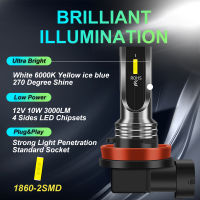 2Pcs 3000Lm H11 H8 LED Yellow White HB3 9005 9006 Fog Lights H16JP EU LED Bulb Car Driving Lamp for BMW Toyota Skoda Ford Lada