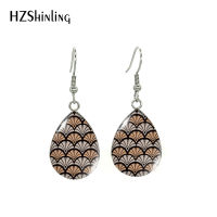 New Fashion Geometry Lotus Mandala Flowers Patterns Tear Drop Fish Hook Earrings Handcraft Jewelry Dangles