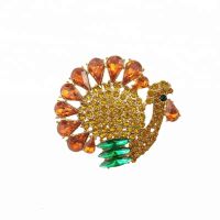 50mm Luxury Crystal Rhinestone Thanksgiving Day Gift Turkey Bird Pin Brooch