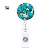 Clip Doctor Students Badge ID Card Colorful Flower Retractable