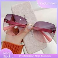 X ADORNMENT 2022ใหม่ ฤดูร้อน แว่นตาสุภาพสตรี วินเทจ เฉดสีผู้หญิง แว่นตากันแดดไร้กรอบ แว่นกันแดดไล่ระดับสี แว่นกันแดดไร้ขอบ