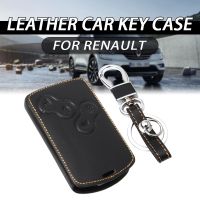 ♝✙▣ Black Leather Key Case Cover Keychain Bag For Renault Koleos Laguna 2 3 Megane 1 2 3 Sandero Scenic Captur Clio Duster Fluence