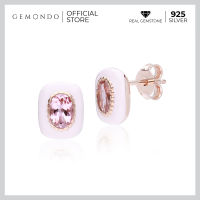 Gemondo ต่างหูเงินแท้ 925 ชุบโรสโกลด์ 18K ประดับพิงค์ทัวร์มาลีน (Pink Tourmaline) ดีไซน์ทรงต่างหูสตั๊ด : ต่างหูพลอย