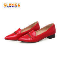 2022กระชับปั๊มผู้หญิงสีแดงสีดำ Cutout PU ต่ำสแควร์ส้น Casual Office Lady Pointed Toe Loafers ฤดูร้อน Slip-On สูบรองเท้า