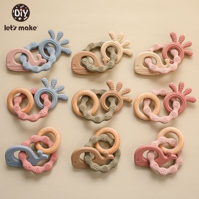 Let 39;s Make 1Pcs Baby Wooden Ring Teether Bracelet Whale Octopus Newborn Baby Rattle Food Grade Silicone BPA Free Teething Toy