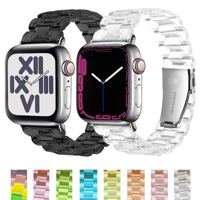 ฮูดดี้☜✳สายเรซิ่นสำหรับ Apple Watch Band 42มม. 40มม. Correa 44มม./38มม. โปร่งใส Link สร้อยข้อมือสมาร์ท Iwatch Series 7 6 5 4 3 SE 41มม. 45มม.