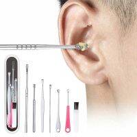 【cw】 6/7 piece set of portable ear cleaning tool stainless steel earwax collector spiral turn to clean the 【hot】