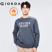 Giordanoผู้ชาย เสื้อสเวตเตอร์คอกลมผ้าฟลีซพิมพ์ลายตัวอักษรเหนือระดับความสูง Free Shipping 01092796