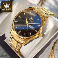 Olevs นาฬิกาข้อมือผู้ชายสีทองอนาล็อกนาฬิกาควอตซ์สำหรับผู้ชายสีทอง,สแตนเลสสตีลสีผู้ชายแบรนด์ลำลองธุรกิจ