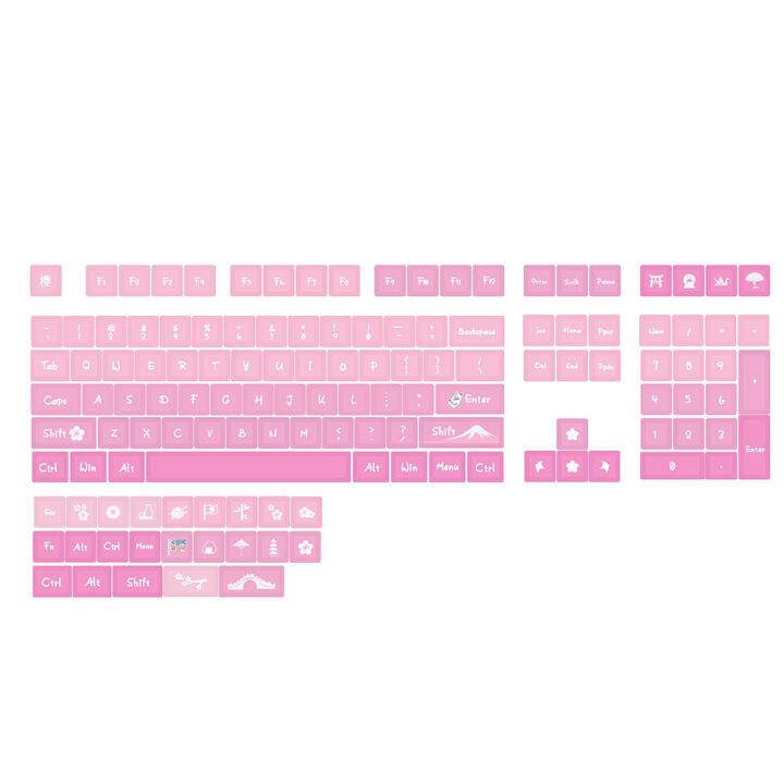 127-keys-pbt-ข้อความเหมือนกับ5ด้านย้อมย่อยสีชมพูซากุระ-xda-รายละเอียดหมวกที่สำคัญสำหรับเชอร์รี่-gateron-mx-สวิทช์วิศวกรรม-gamer-แป้นพิมพ์